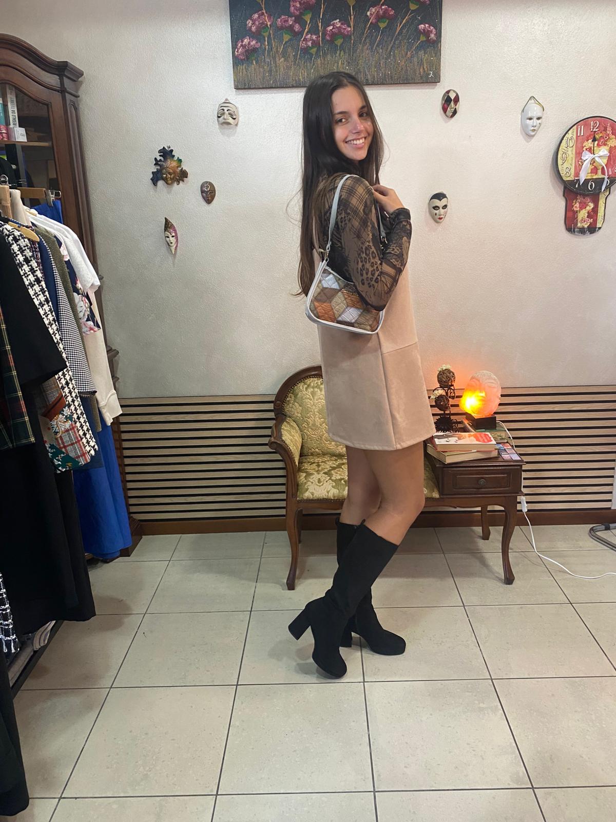 SALOPETTE ANGELA IN TESSUTO SCAMOSCIATO BEIGE - immagine 5